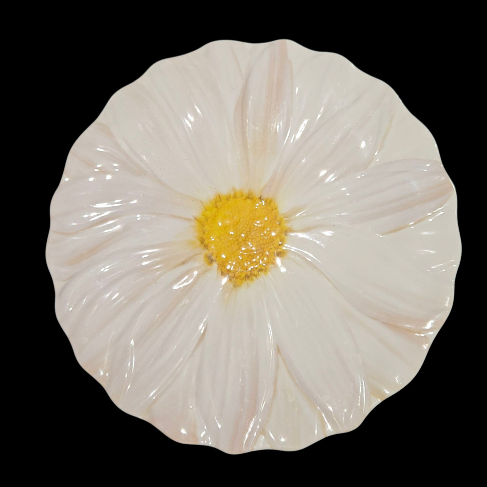 Melamine Daisy Salad Plates Set of 4 White Floral 8.5" Home